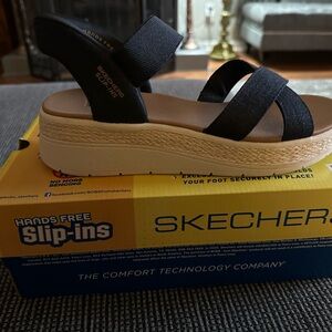 Skechers Black and Tan Women's Wedge Sandals